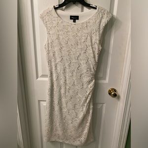 RN Studio size 8 white sequin sheath dress